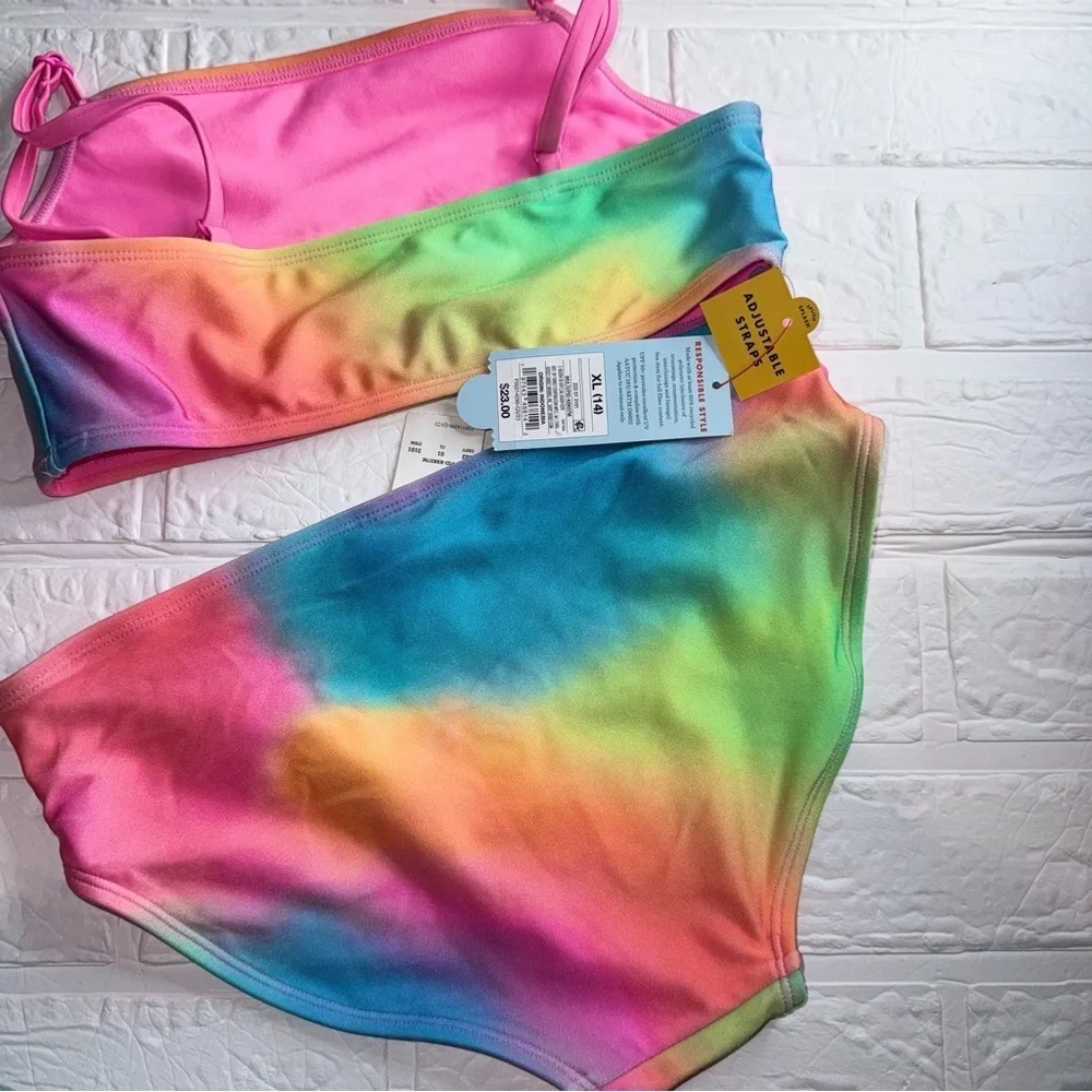 New Cat & Jack Colorful Tie-Dye Bikini Set Size XL (14)